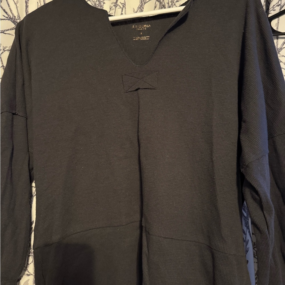 Dark Gray V-Neck Long Sleeve Top